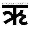 Black and white graphic featuring the word 'RICHEBANARAS' in uppercase letters above a large stylized black symbol on a white background.