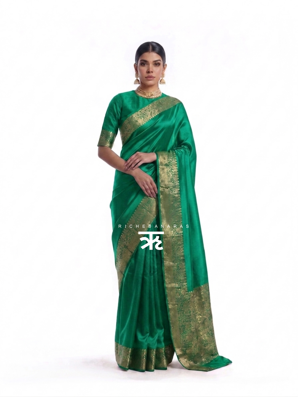 The Emerald Banarasi Chineeya Silk Saree