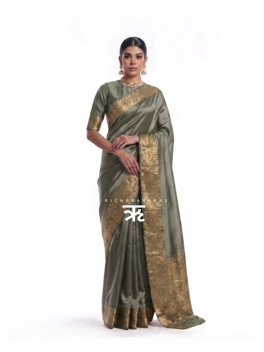 The Sage Ash Banarasi Chiniya Silk Saree