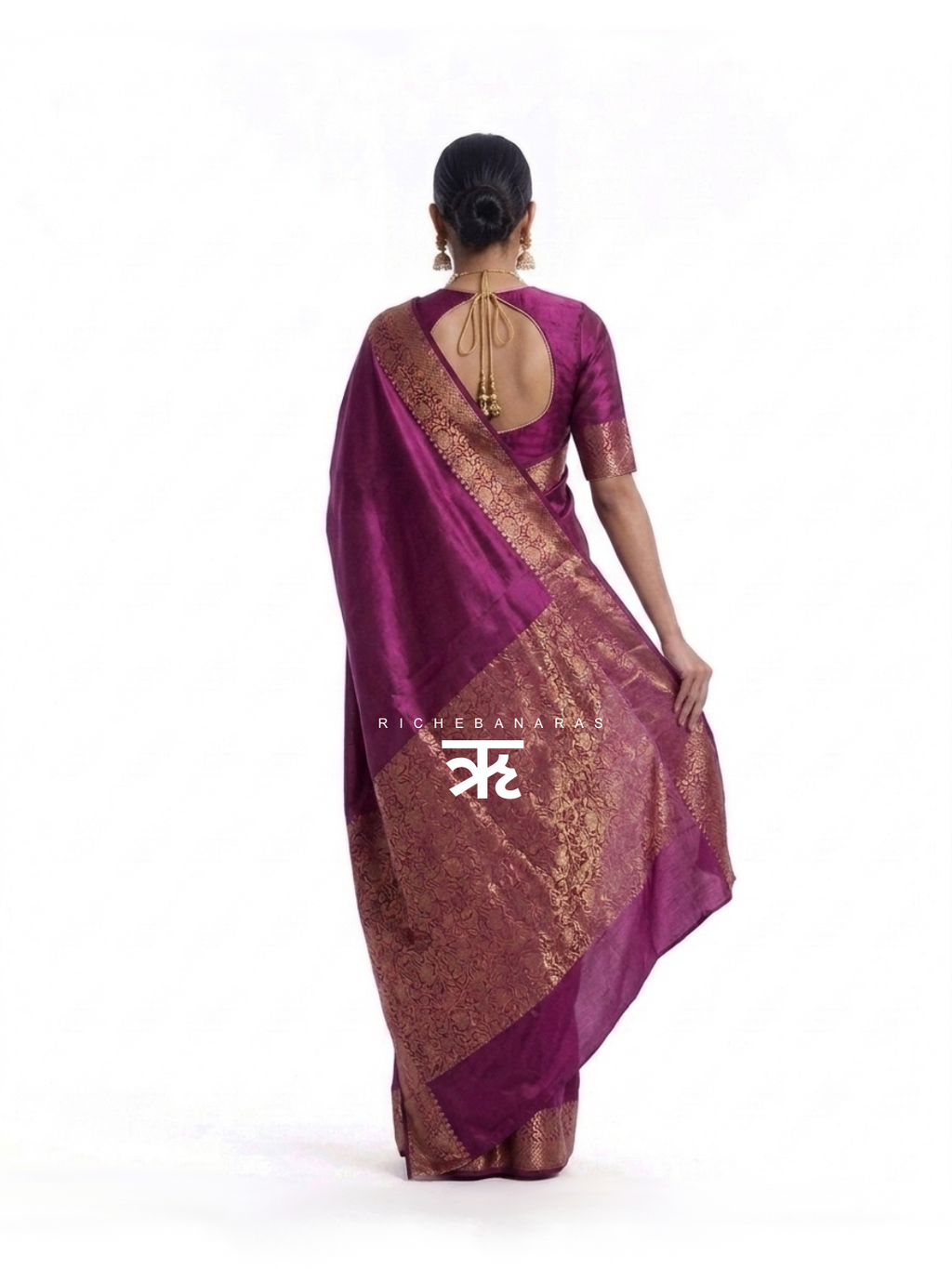 Merlot Mulberry Banarasi Chineeya Silk Saree