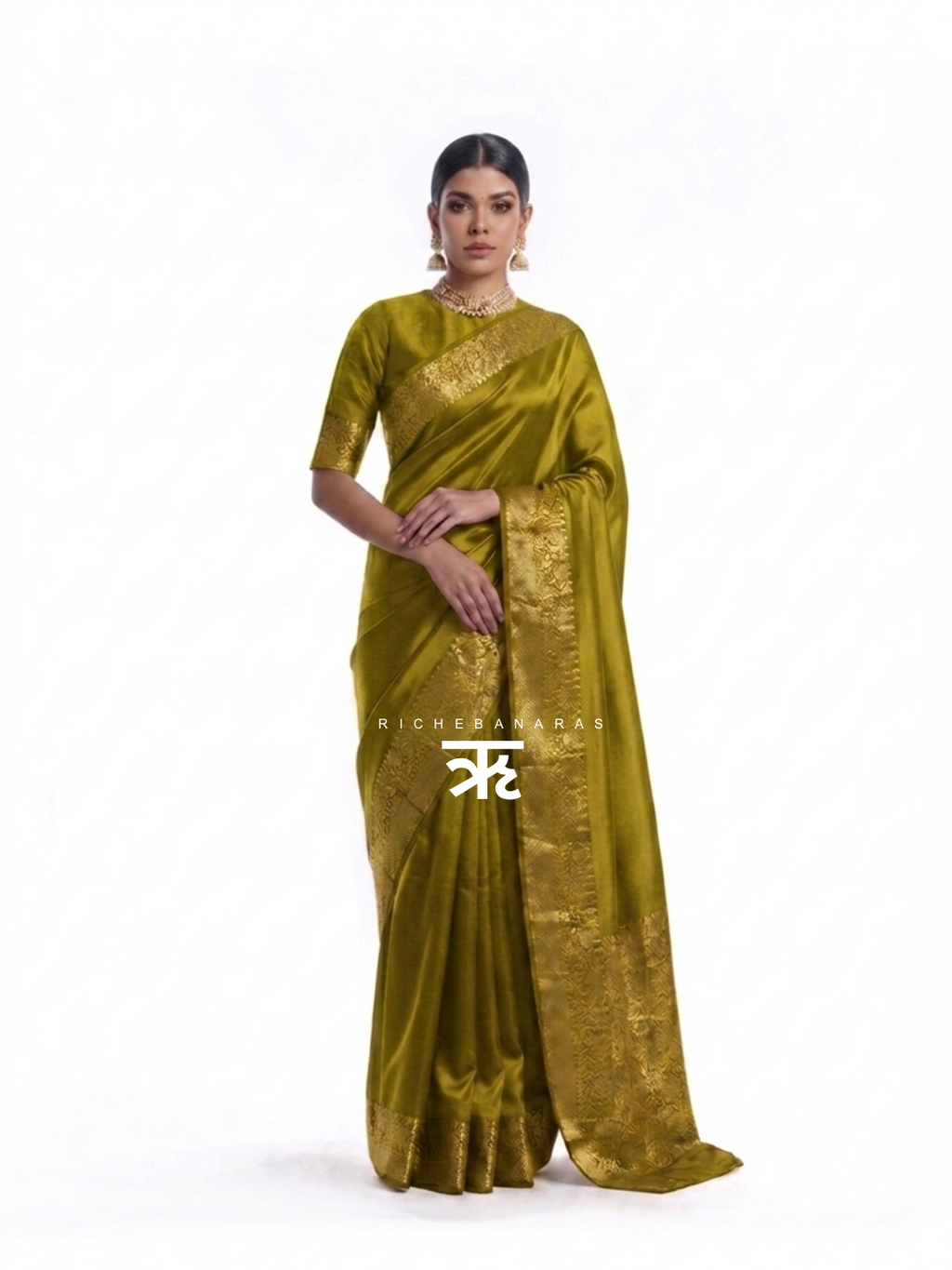 the Golden Moss Banarasi Chiniya Silk Saree