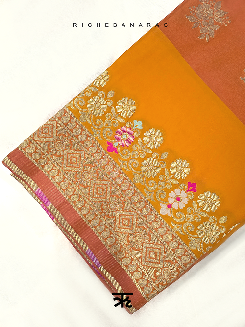 Bronze Élan Meenakari Art Silk Banarasi Saree