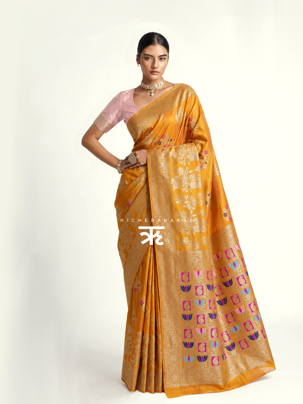 Golden Reverie Meenakari Art Silk Banarasi Saree
