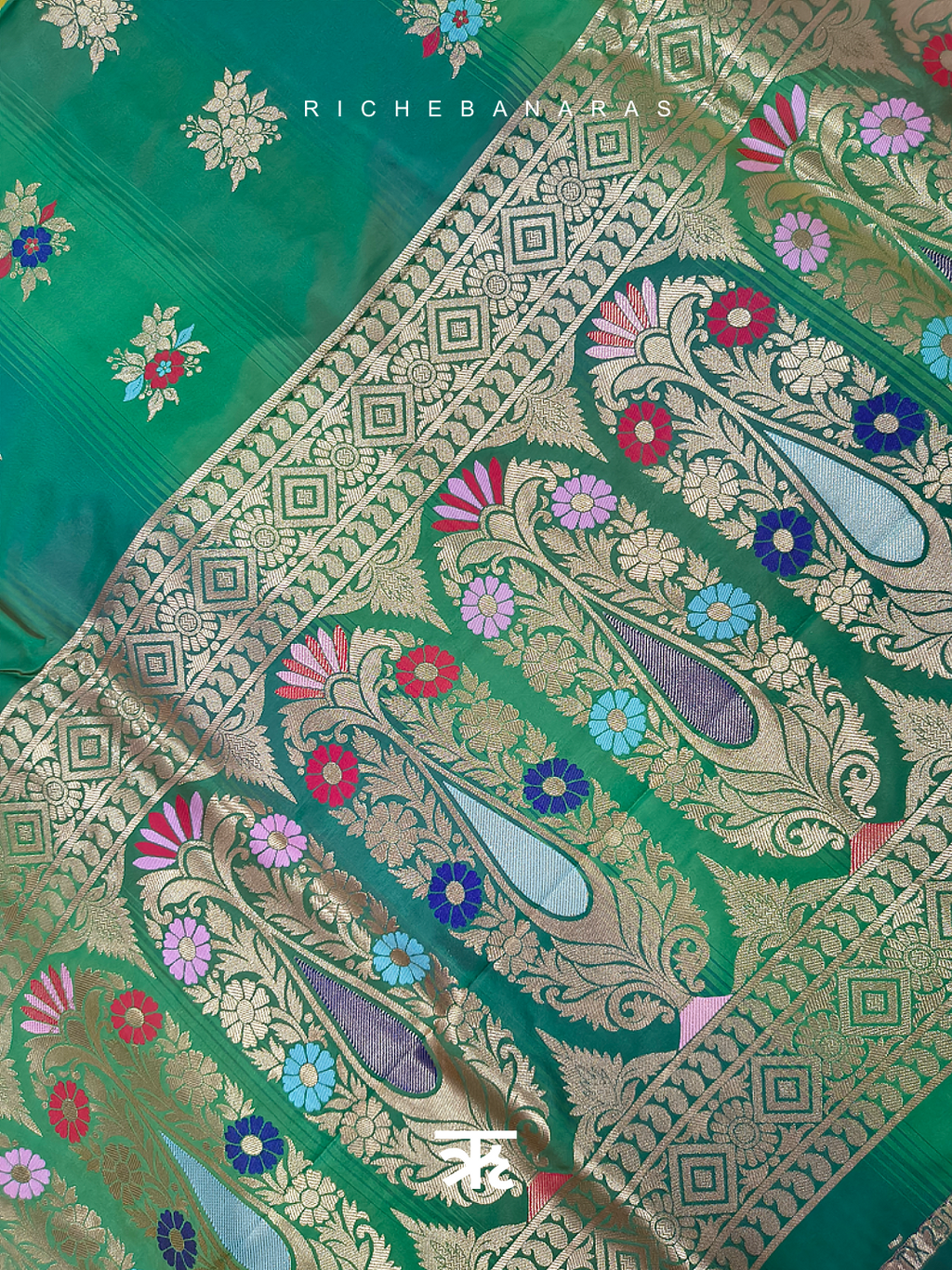 Aventurine Meenakari Art Silk Banarasi Saree