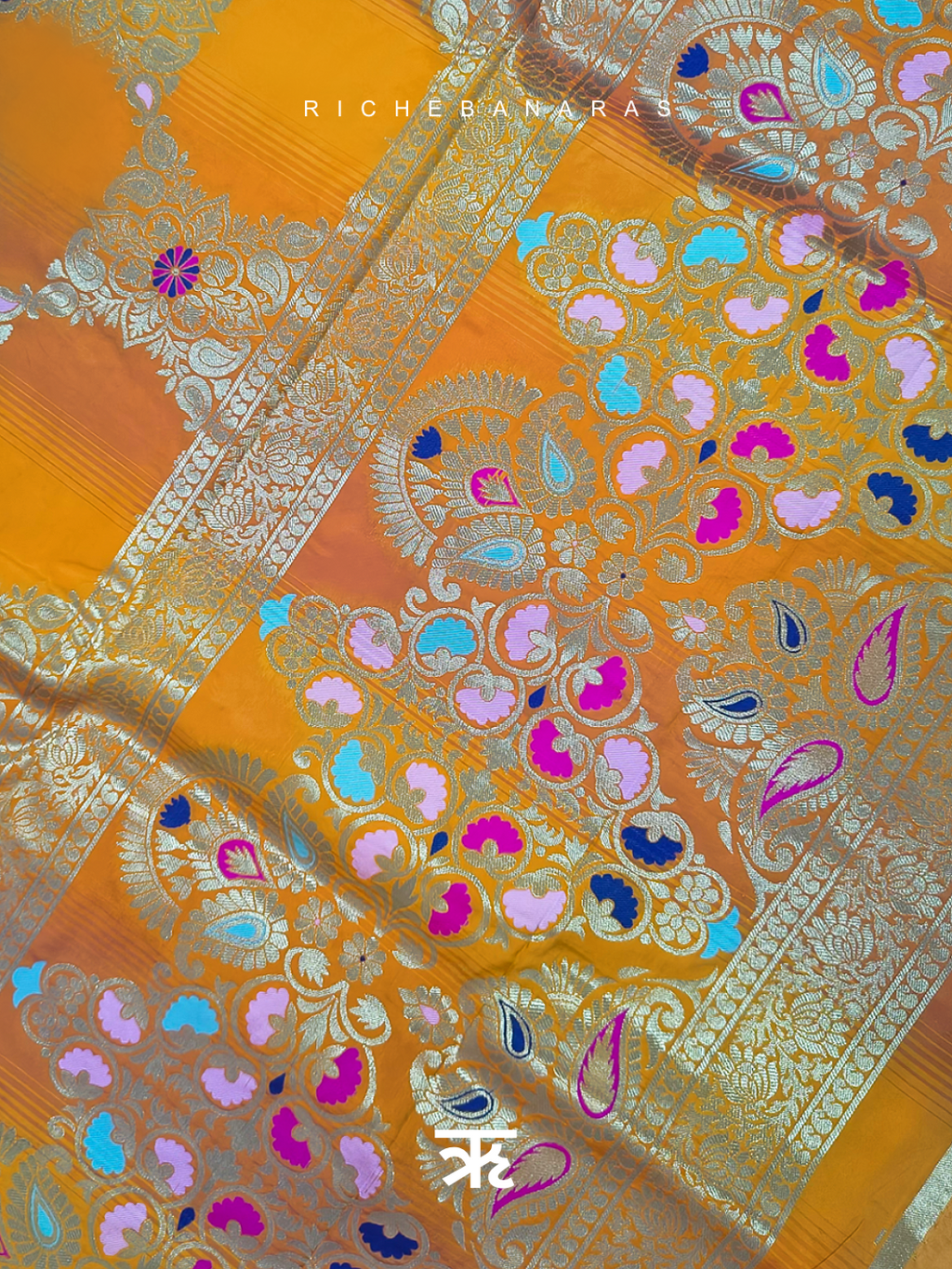 Marigold Opus Meenakari Art Silk Banarasi Saree