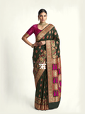 Juniper Noir Meenakari Art Silk Banarasi Saree