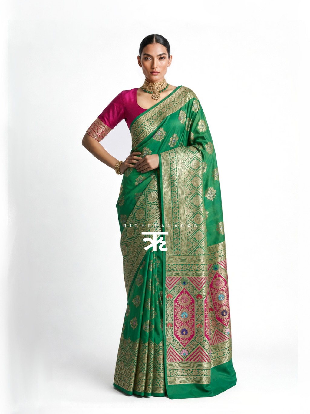 Viridian Élan Meenakari Art Silk Banarasi Saree