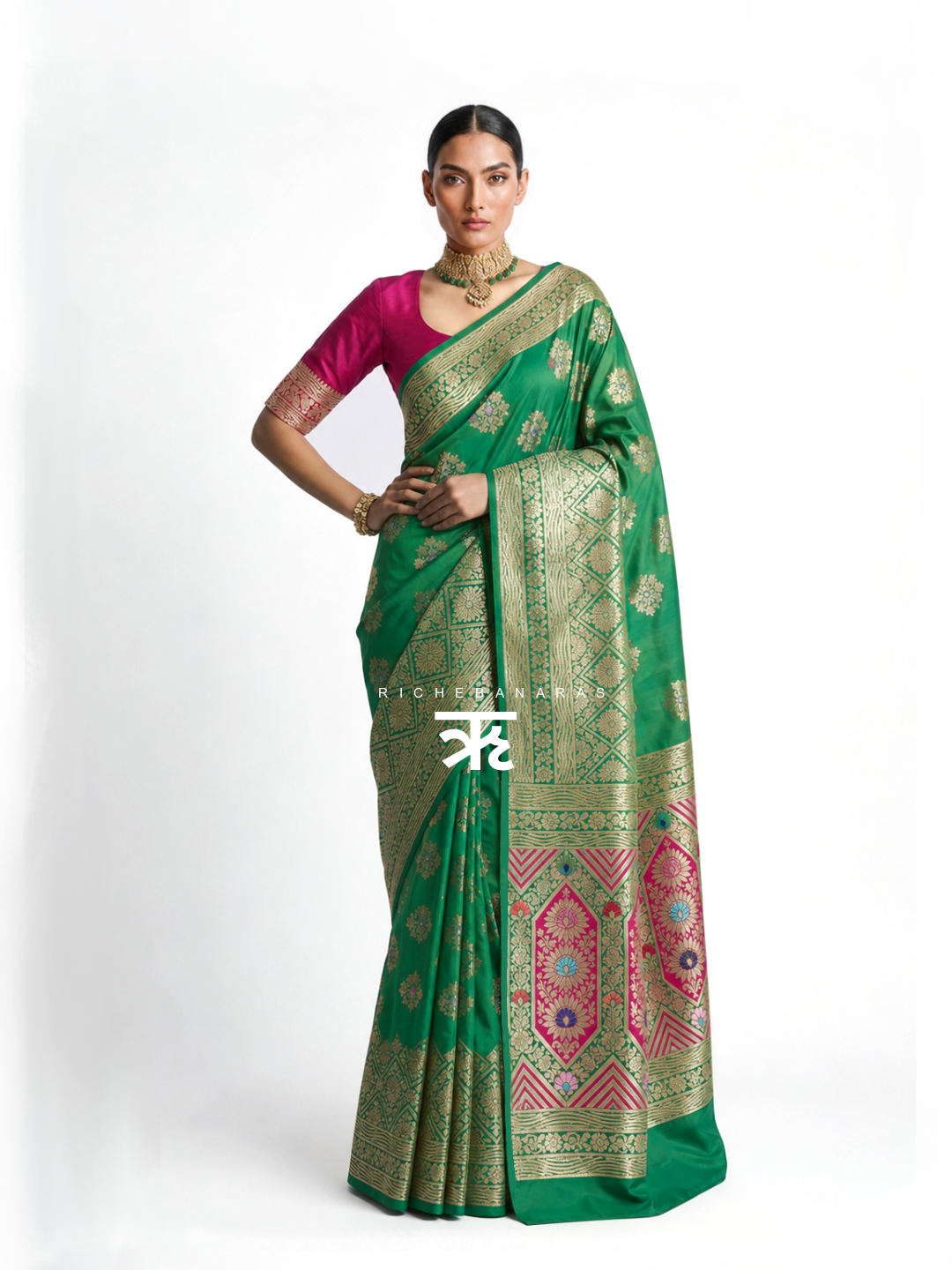 Viridian Élan Meenakari Art Silk Banarasi Saree