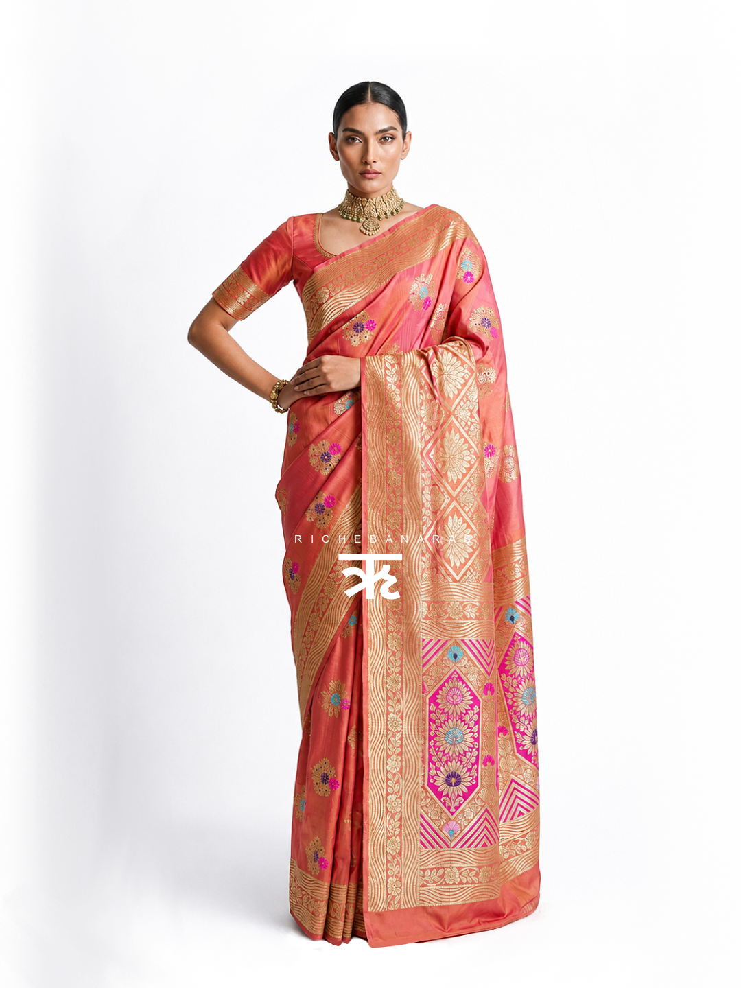 Amethyst Élan Meenakari Art Silk Banarasi Saree