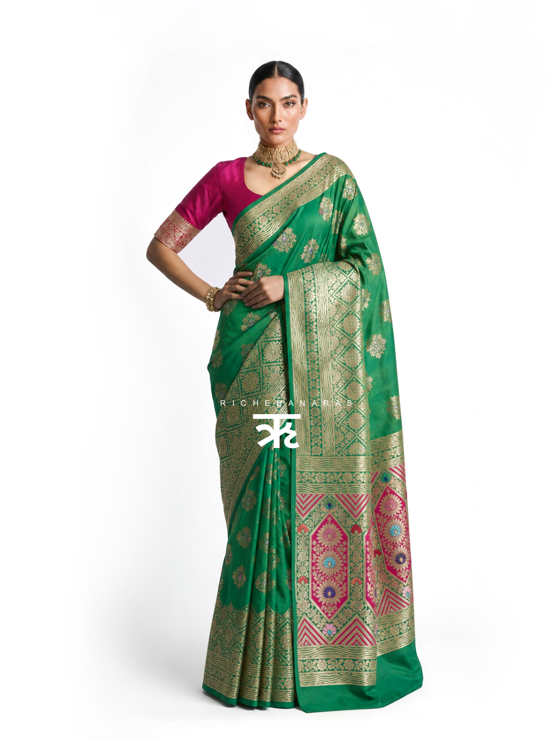 Viridian Élan Meenakari Art Silk Banarasi Saree