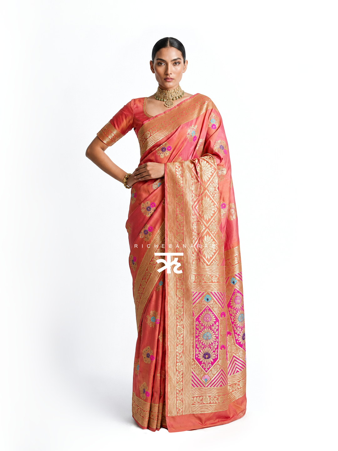 Amethyst Élan Meenakari Art Silk Banarasi Saree
