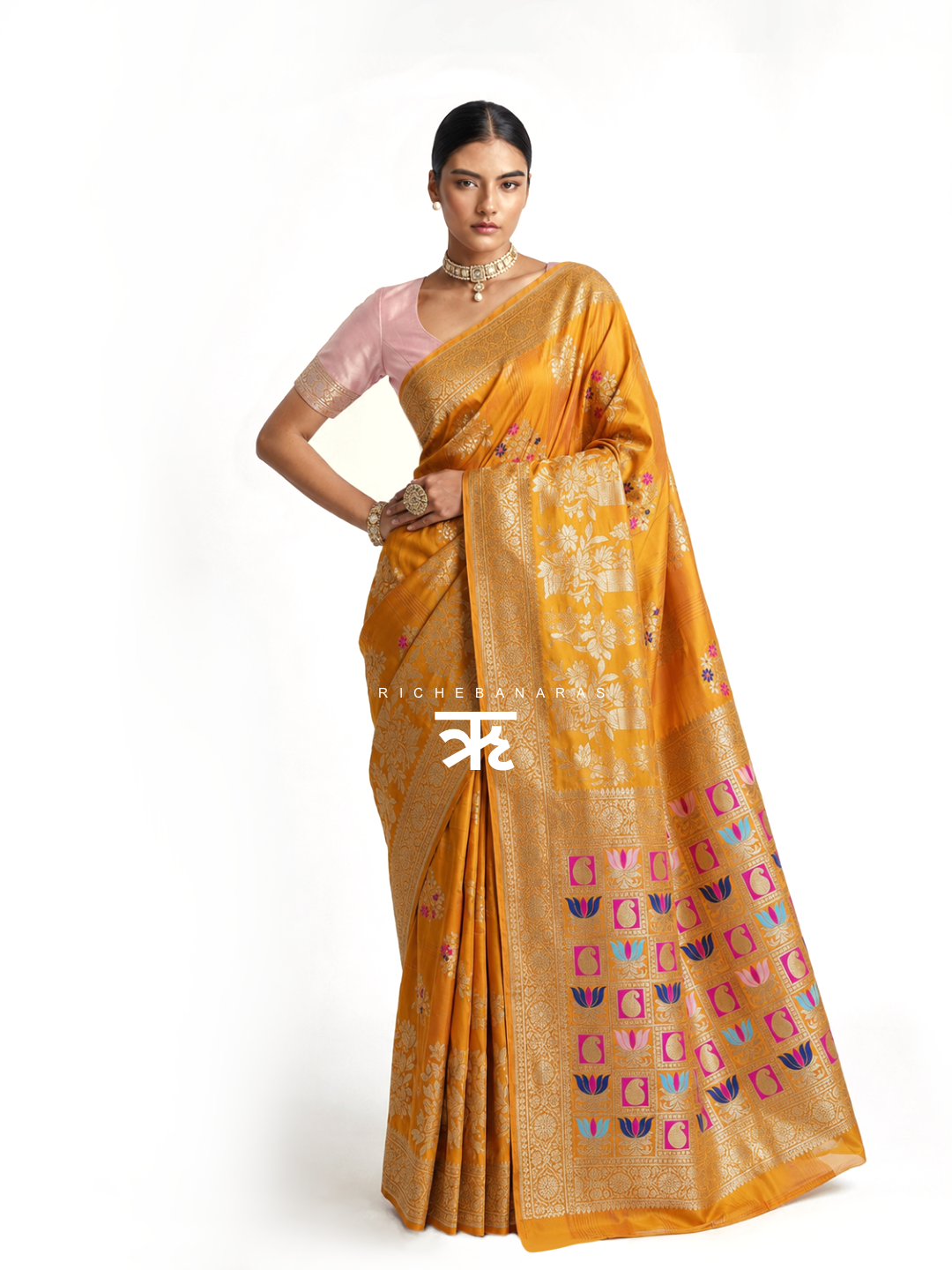 Golden Reverie Meenakari Art Silk Banarasi Saree